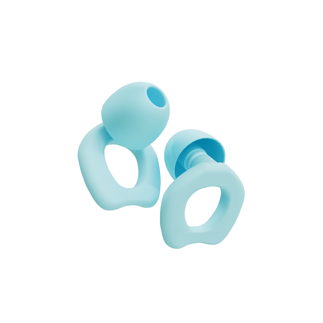 Wave Sleep blue earplugs on bed - comfortable earplugs for sleeping that block night noise and traffic sounds India
